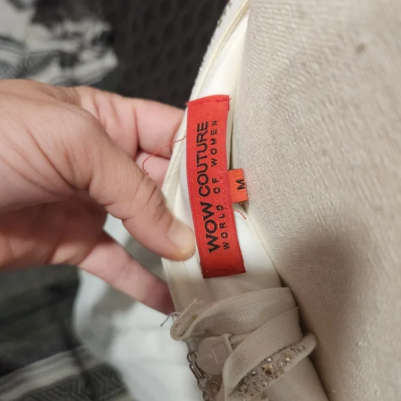 WOW Couture Strapless White and Silver Dress - Picture 5 of 6